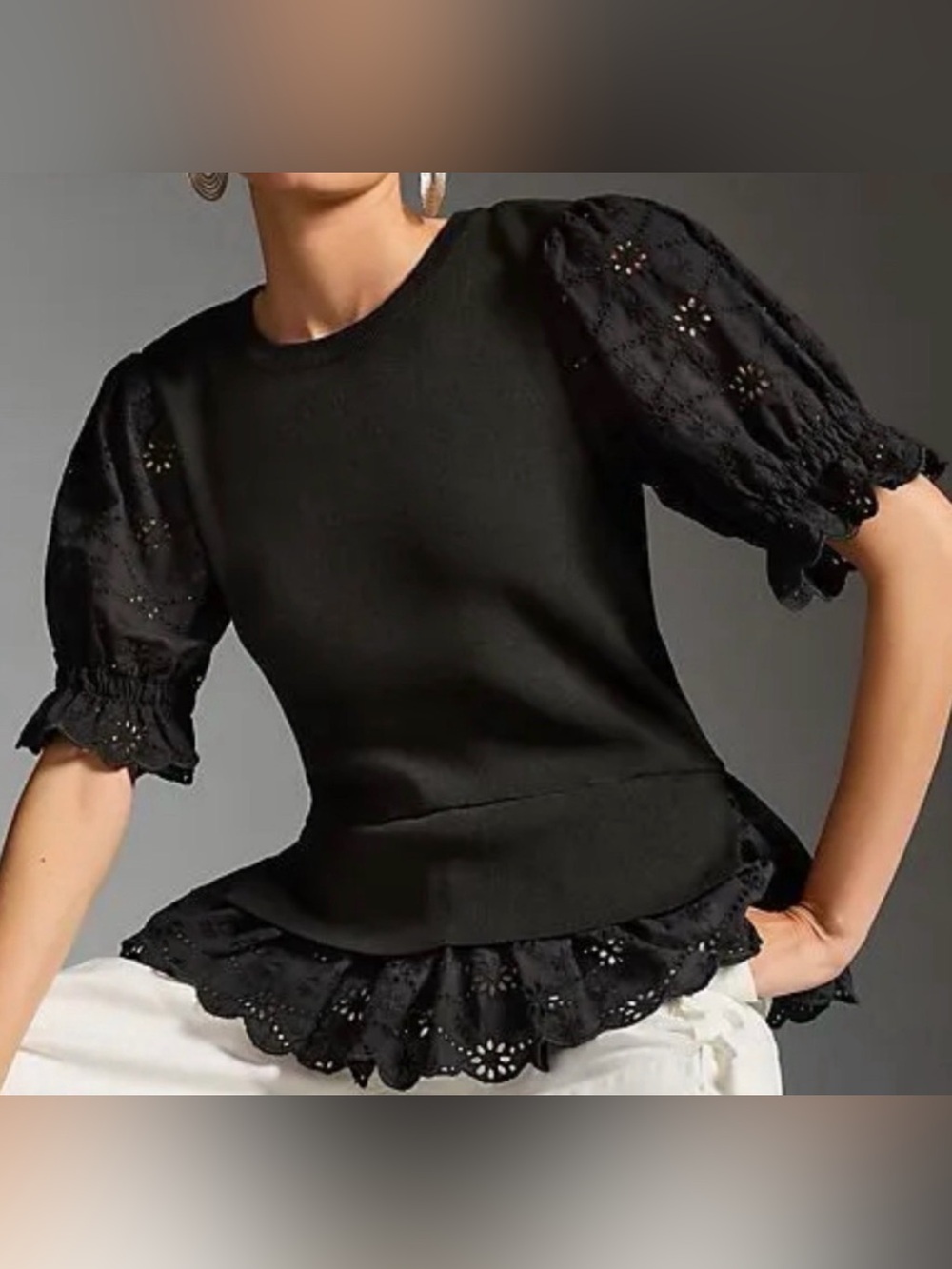 Anthropologie Puff Sleeve Cottage Sweater